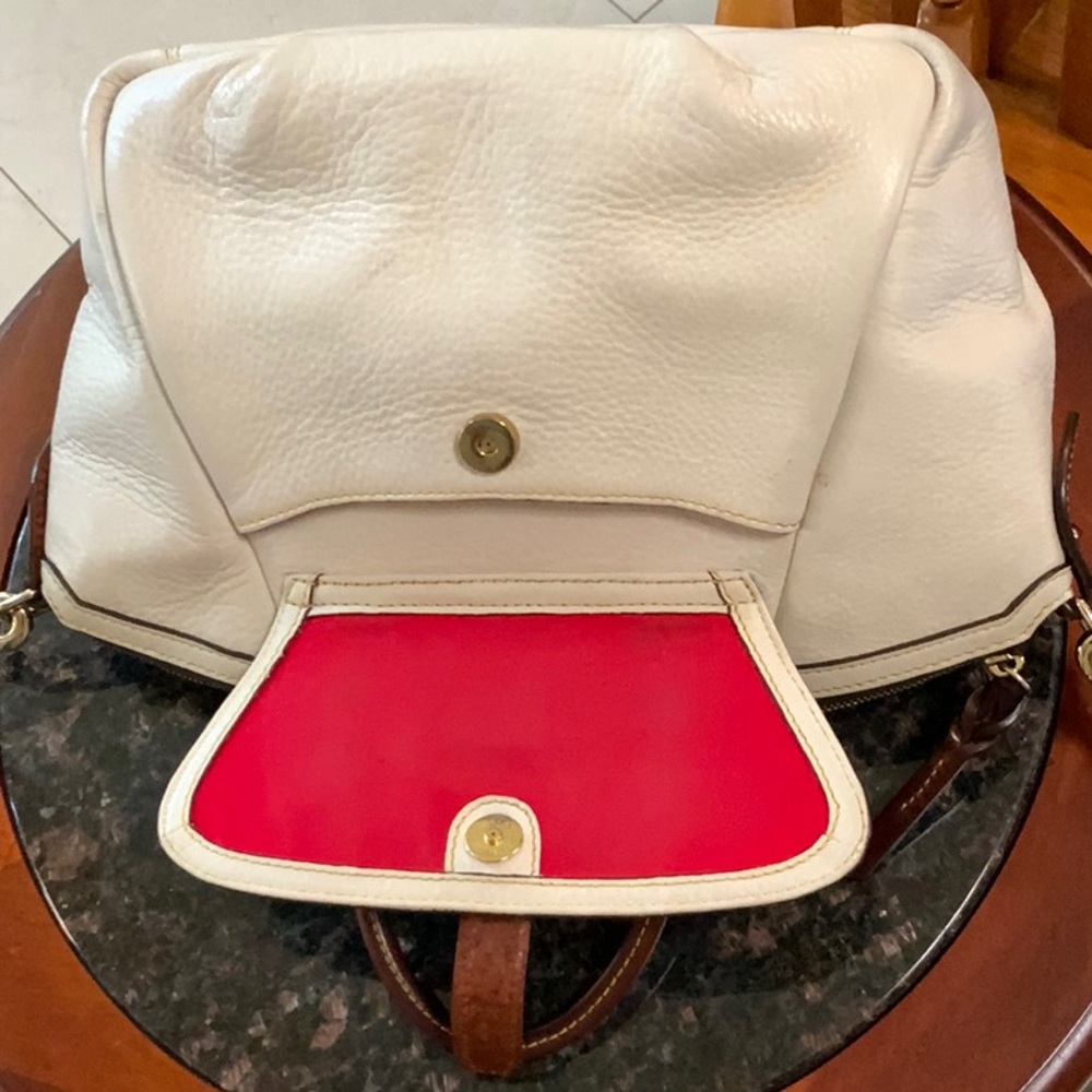 Dooney & Bourke Cream and Brown Leather Crossbody / Hand Bag - Picture 5 of 12